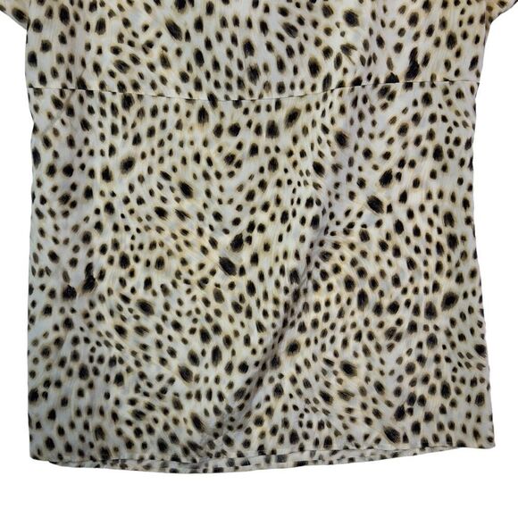Ann Taylor Silk spandex Leopard Print Cowl Neck Short Sleeve Blouse Size 12 - Picture 14 of 16